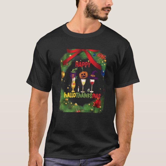 Camiseta Feliz Hallothanksmas Vinos Wasses Santa Hat (Anverso)