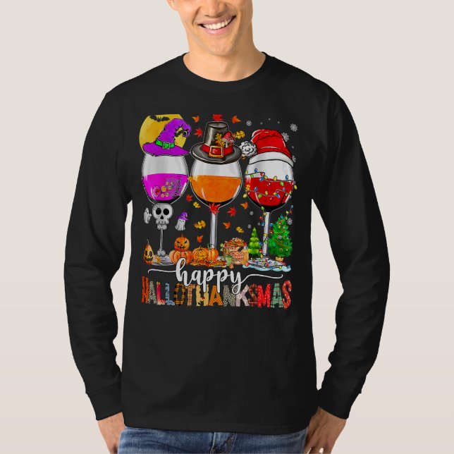 Camiseta Feliz Hallothanksmas Vinos Wasses Santa Hat (Anverso)