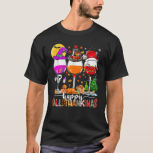 Camiseta Feliz Hallothanksmas Vinos Wasses Santa Hat
