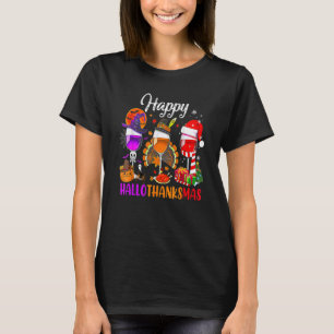 Camiseta Feliz Hallothanksmas Vinos Wasses Santa Hat