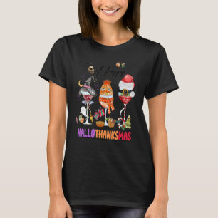 Camiseta Feliz Hallothanksmas Vinos Wasses Santa Hat