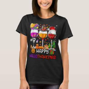 Camiseta Feliz Hallothanksmas Vinos Wasses Santa Hat