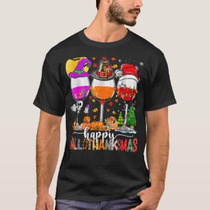 Camiseta Feliz Hallothanksmas Vinos Wasses Santa Hat