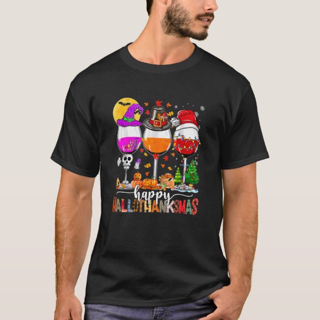 Camiseta Feliz Hallothanksmas Vinos Wasses Santa Hat (Anverso)