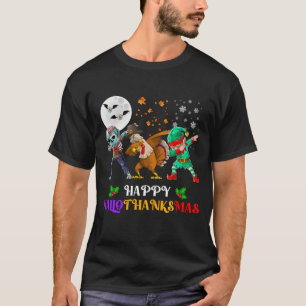 Camiseta Feliz Hallothanksmas Zombie de Pavo Elfo Dabbing