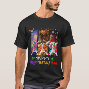 Camiseta Feliz Hallothanksmas Zombie Unicornio Bailando Dab