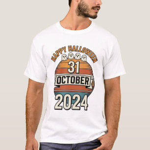 Camiseta Feliz Halloween 31 Octubre Diseño de Fantasma Vint