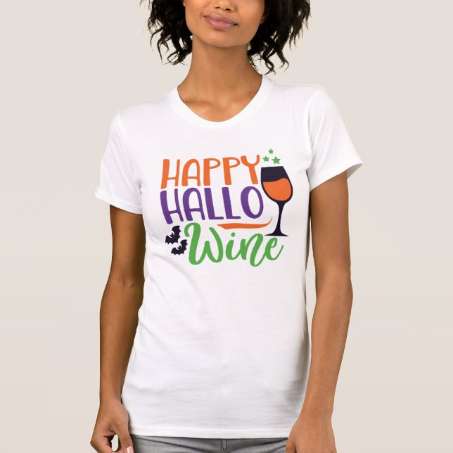 Camiseta Feliz Halloween Adulto Gracioso de vino Hallo (Anverso)