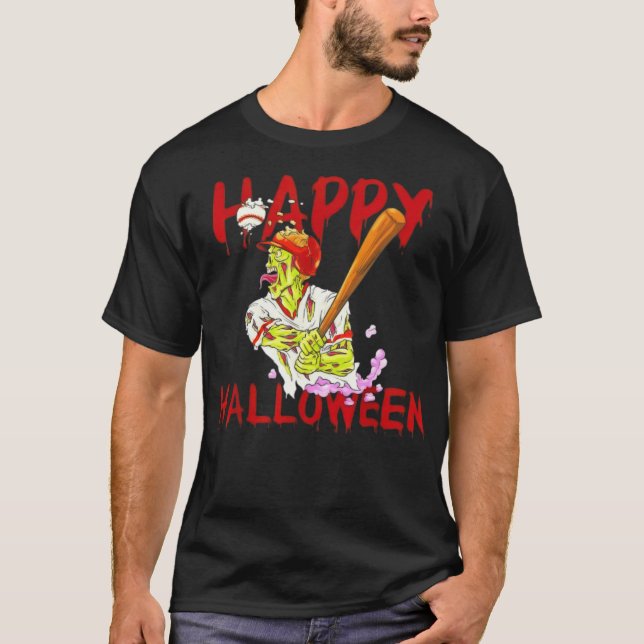 Camiseta Feliz Halloween béisbol de béisbol con disfraces z (Anverso)