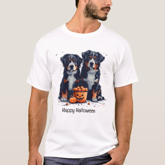 Camiseta Feliz Halloween Bernese Mountain Dogkin (Anverso)