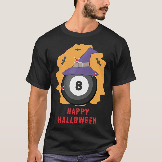 Camiseta Feliz Halloween Billiard - Divertido (Anverso)