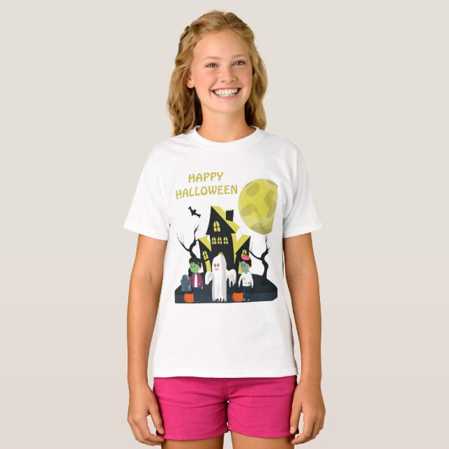 Camiseta Feliz Halloween Black Green Kids (Anverso completo)