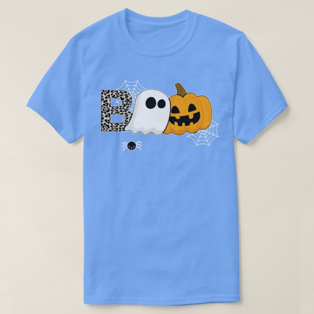 Camiseta feliz halloween boo arañas brujas gorra calabaza 4 (Diseño del anverso)