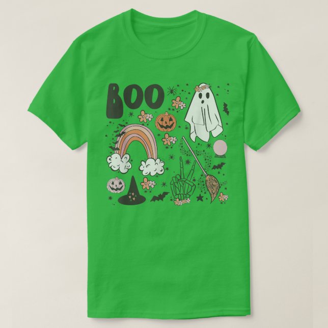 Camiseta Feliz Halloween Boo Spider Witch Gorra Rainbow Hal (Diseño del anverso)