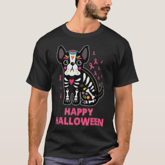 Camiseta Feliz Halloween Boston Terrier Dog Cáncer de Mama