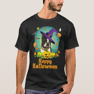 Camiseta Feliz Halloween Boston Terrier Perro Calabaza Bruj