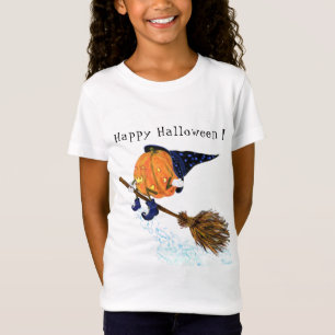 Camiseta Feliz Halloween Bruja Calabaza Flying Broom - Dive