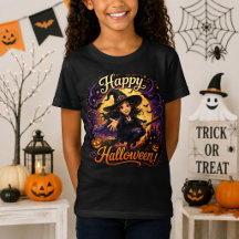 Feliz Halloween Bruja Linda Volando en Escoba