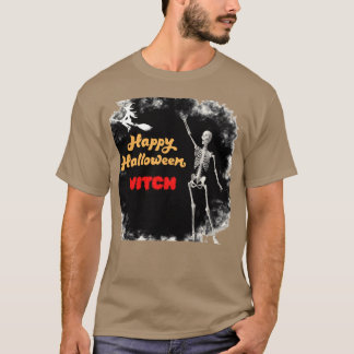 Camiseta Feliz Halloween Bruja Palabras Divertidas 80s fami