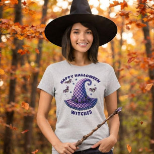 Camiseta Feliz Halloween Brujas Sombrero de Bruja de Gingha