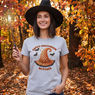 Camiseta Feliz Halloween Brujas Sombrero de Bruja de Gingha