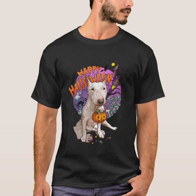 Camiseta Feliz Halloween Bull Terrier Costume Cute Bulte Do (Anverso)