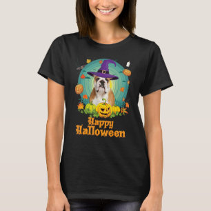 Camiseta Feliz Halloween Bulldog inglés Perro Calabaza Bruj