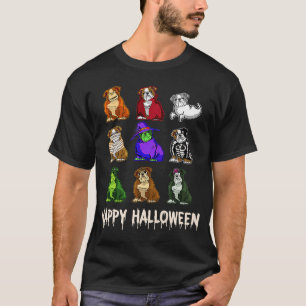 Camiseta Feliz Halloween Bulldog Perro Bruja Momia Hallowee