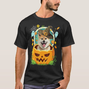 Camiseta Feliz Halloween Calabaza Akita Inu Perro Bruja Gor