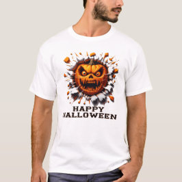 Camiseta Feliz Halloween Calabaza Aplastando