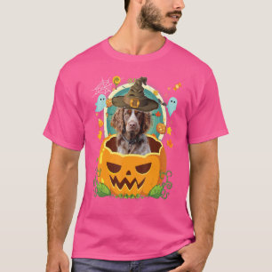 Camiseta Feliz Halloween Calabaza Brittany Spaniel Dog Witc