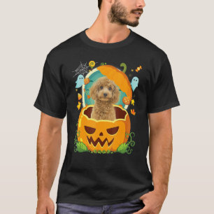 Camiseta Feliz Halloween Calabaza Caniche Perro Bruja Sombr