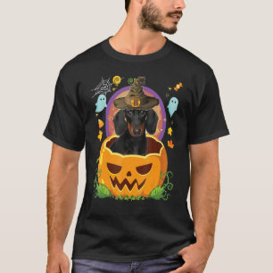 Camiseta Feliz Halloween Calabaza Dachshund Perro Bruja H