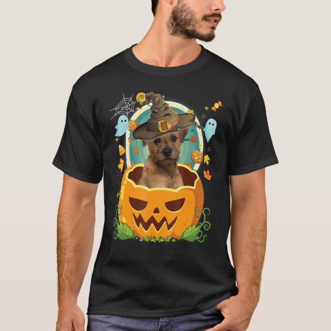 Camiseta Feliz Halloween Calabaza Frontera Territorial Perr (Anverso)