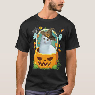 Camiseta Feliz Halloween Calabaza Gato Bobtail Japonés Bruj