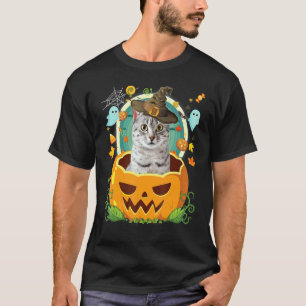 Camiseta Feliz Halloween Calabaza Gato Mau Egipcio Bruja Co