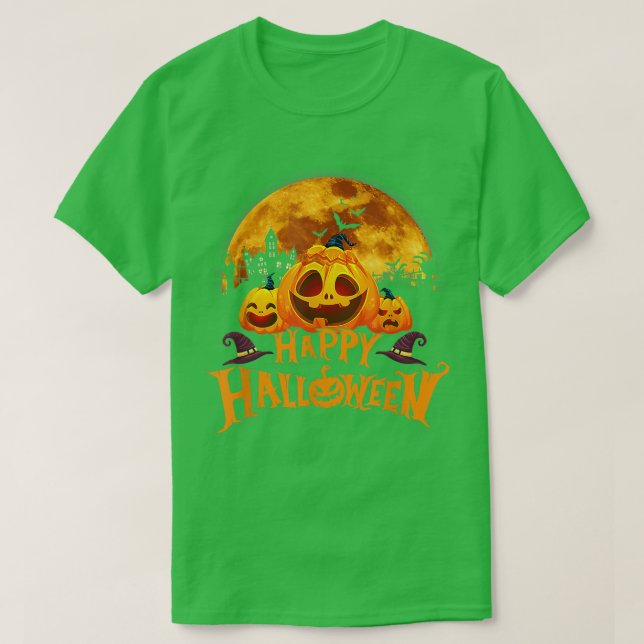 Camiseta Feliz Halloween Calabaza Graciosa 1756 (Diseño del anverso)