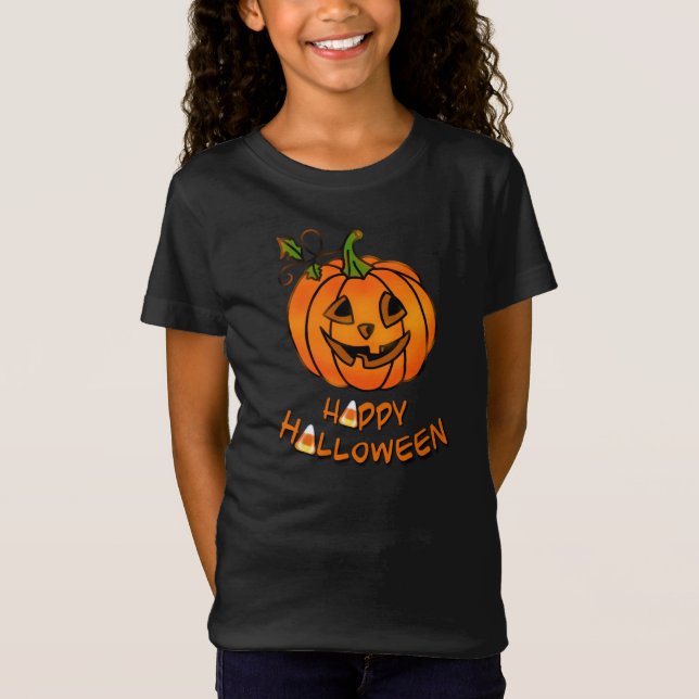 Camiseta Feliz Halloween | calabaza | maíz dulce (Anverso)