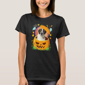 Camiseta Feliz Halloween Calabaza Perro San Bernardo Bruja