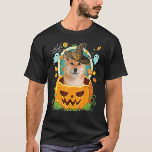 Camiseta Feliz Halloween Calabaza Perro Shiba Inu Bruja Lin