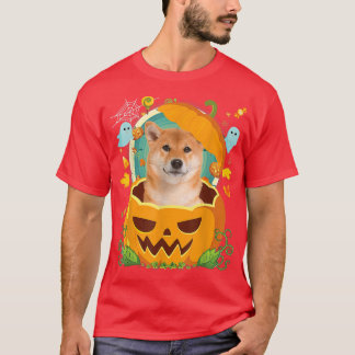 Camiseta Feliz Halloween Calabaza Shiba Inu Perro Bruja H