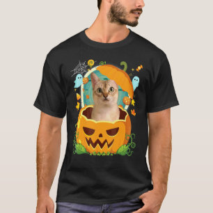 Camiseta Feliz Halloween Calabaza Singapura Gato Bruja Lind