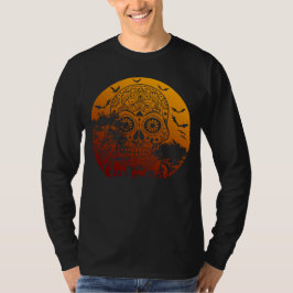 Camiseta Feliz Halloween Calavera Cementerio Luna Llena 2