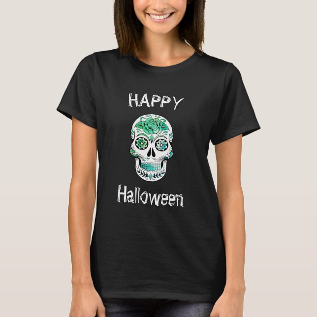 Camiseta Feliz Halloween Calavera de Azúcar (Anverso)