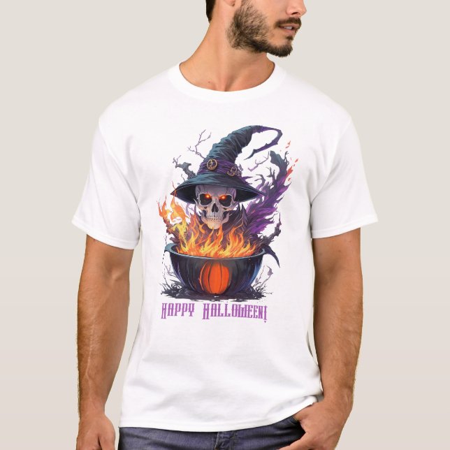 Camiseta ¡Feliz Halloween! Calavera de brujas (Anverso)