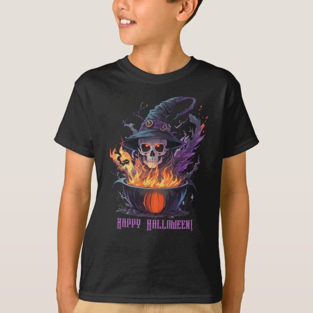 Camiseta ¡Feliz Halloween! Calavera de brujas (Anverso)
