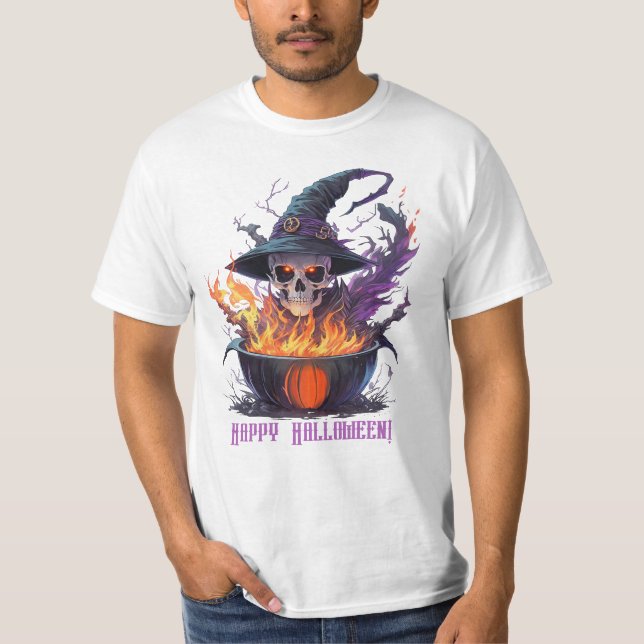 Camiseta ¡Feliz Halloween! Calavera de brujas (Anverso)