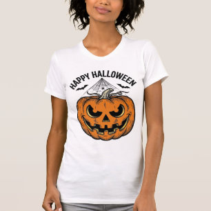 Camiseta Feliz Halloween Cara de Calabaza Diseño Vector Vin