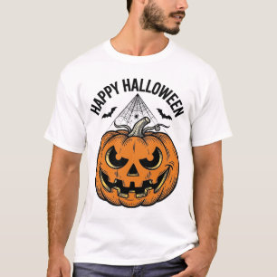 Camiseta Feliz Halloween Cara de Calabaza Diseño Vintage Ve