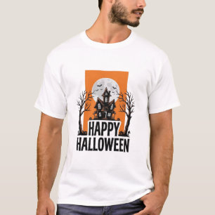 Camiseta Feliz Halloween Casa Embrujada Gráfico Vintage_1